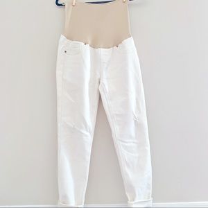 Blue Savvy Women’s Maternity Jeans - Spandex Distressed White Size XL